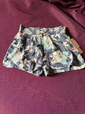 NEW Roxy Girls Soleil Tropical Shorts Vintage Indigo M (8/10) Floral Pull-On